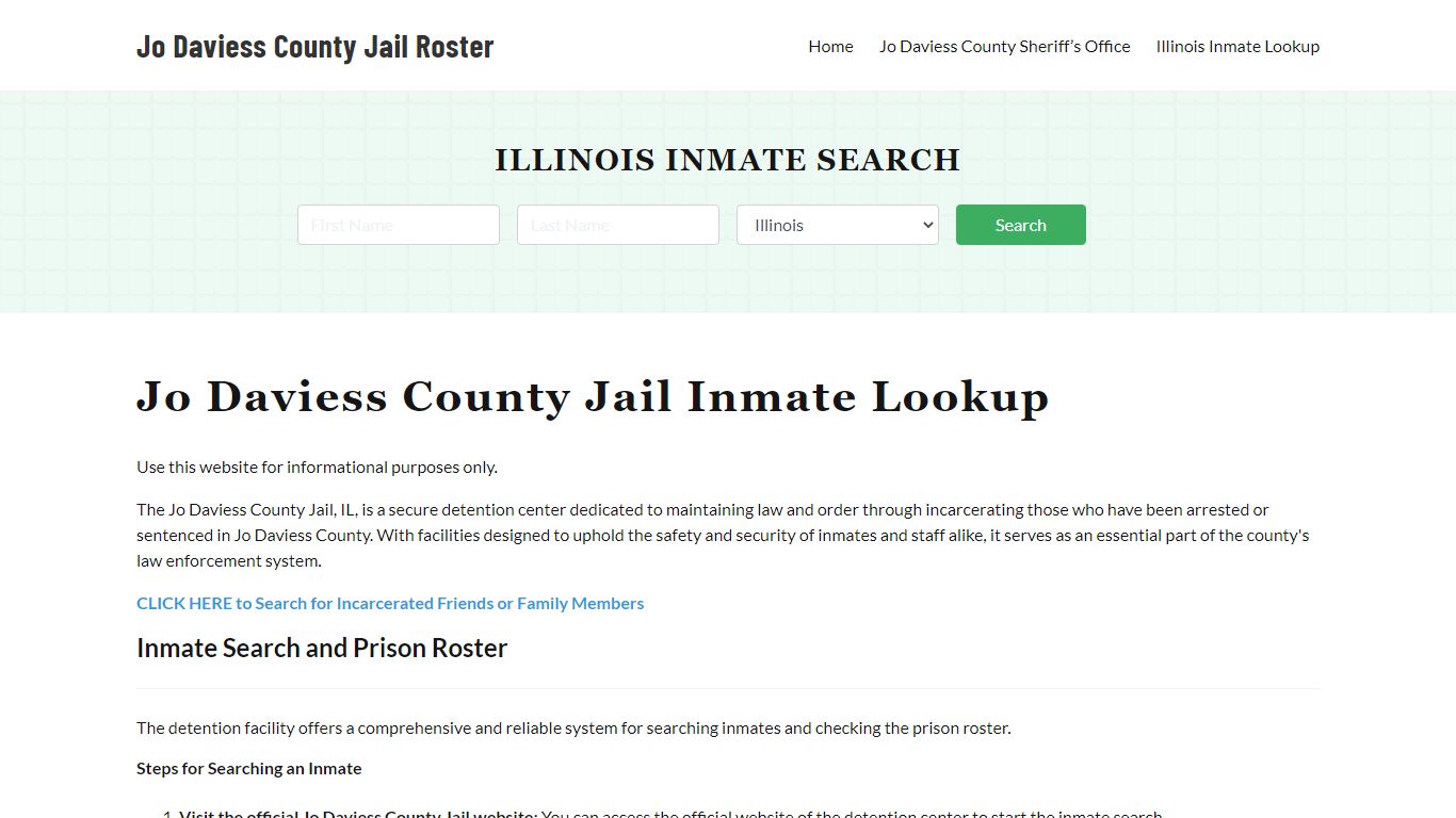 Jo Daviess County Jail Roster Lookup, IL, Inmate Search